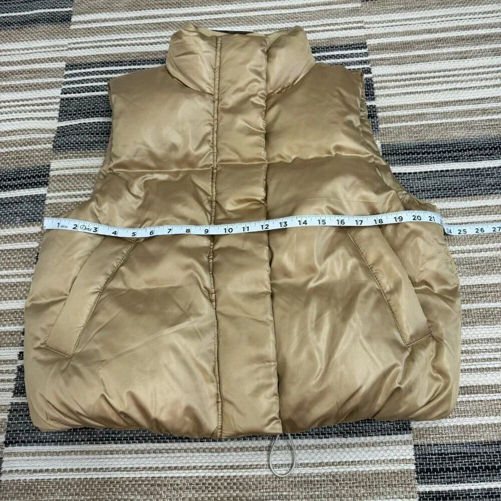 Beyond Yoga Women's‎ Pillow Puffer Vest Duck Down Zip Front Travertine Size L
